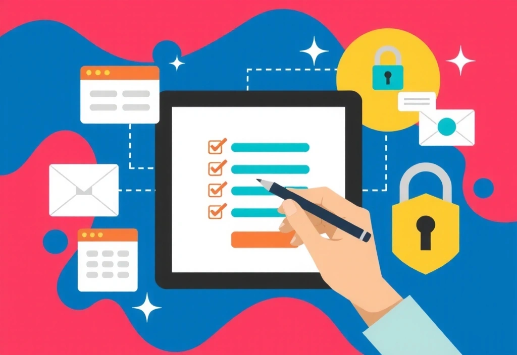 Ilustración de una persona llenando un formulario en línea.